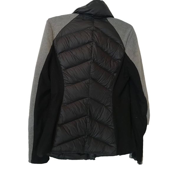 Blanc Noir 80%Down 20%Feather Fill Mixed Material Puffer AsymmetricJacket Coat S - Picture 8 of 9